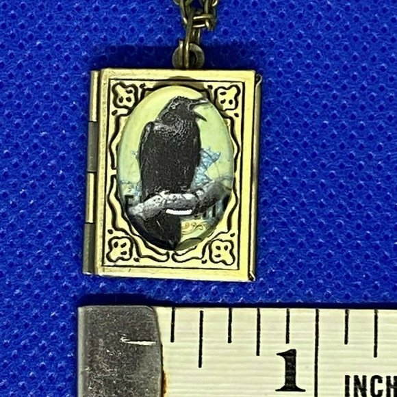 Christmas Steampunk Gothic Raven Crow Black Rockabilly Necklace Locket - Picture 10 of 10